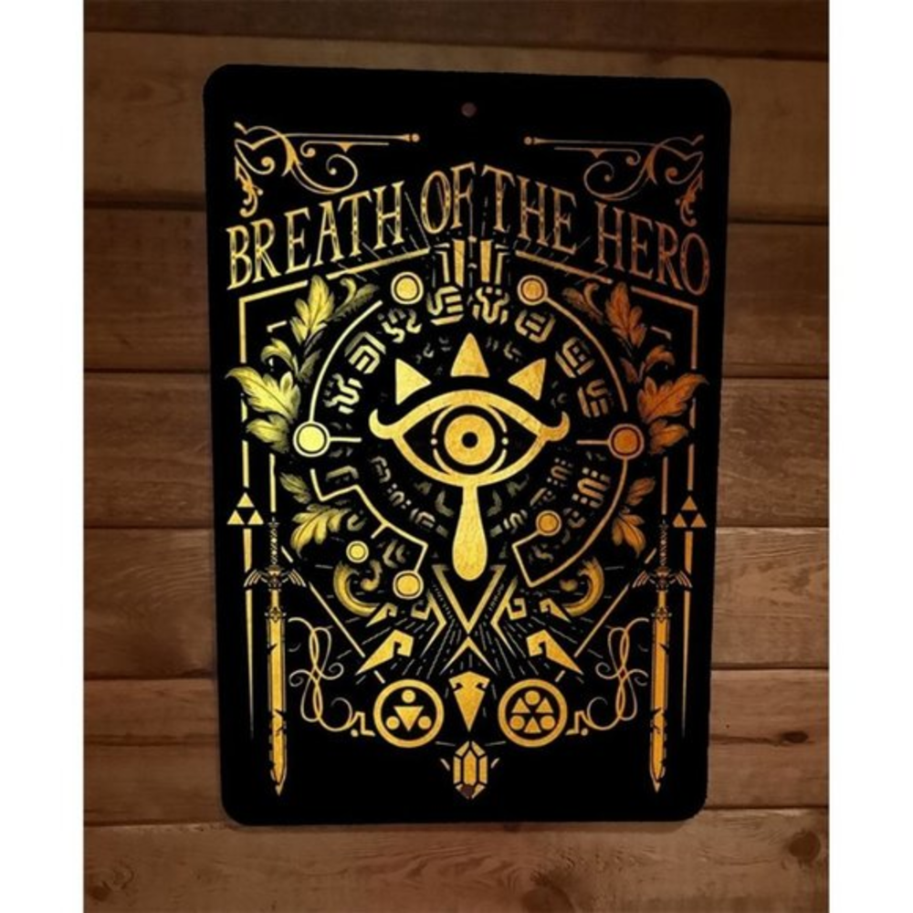 Breath of the‎ Hero Legend of Zelda 8x12 Metal Wall Sign Video Game Arcade